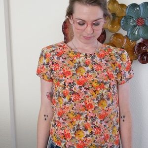 Adorable vintage yellows and pinks floral shirt